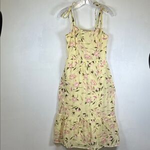 June & Hudson Floral Yellow and Pink Sundress Dress Sz S